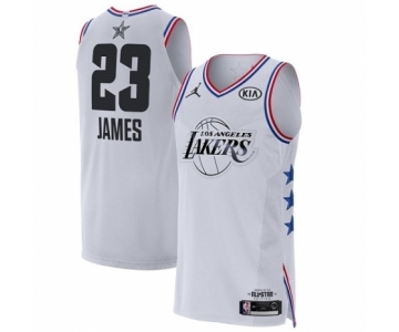 Men's Los Angeles Lakers #23 LeBron James Authentic White 2019 All-Star Game Basketball Jersey