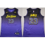 Men's Los Angeles Lakers #23 LeBron James Purple 2024 Stitched Basketball Jersey