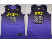 Men's Los Angeles Lakers #23 LeBron James Purple 2024 Stitched Basketball Jersey