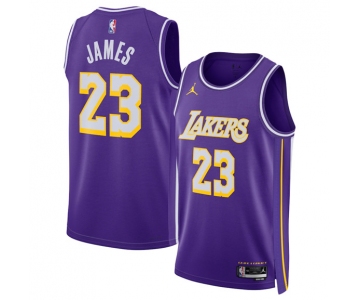 Men's Los Angeles Lakers #23 LeBron James Purple 2025 Statement Edition Stitched Basketball Jersey