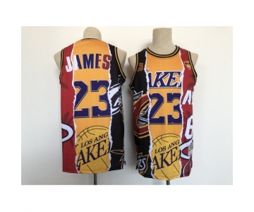 Men's Los Angeles Lakers #23 Michael Jordan Split Jersey