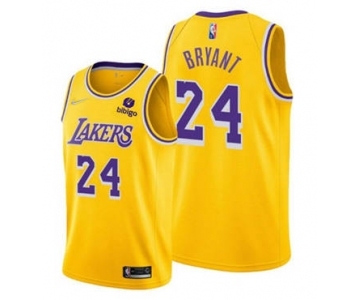 Men's Los Angeles Lakers #24 Kobe Bryant 75th Anniversary Diamond Gold 2021 Stitched Basketball Jersey
