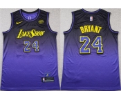 Men's Los Angeles Lakers #24 Kobe Bryant Purple 2024 Stitched Basketball Jersey