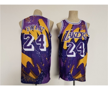 Men's Los Angeles Lakers #24 Kobe Bryant Purple Throwback basketball Jersey