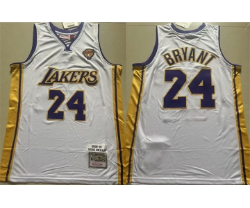 Men's Los Angeles Lakers #24 Kobe Bryant White 2009-10 Stitched Throwback Basketball Jersey