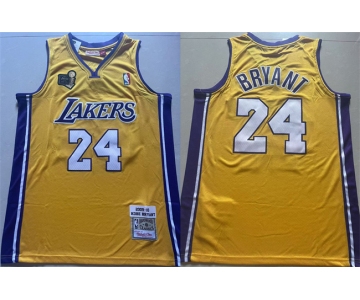 Men's Los Angeles Lakers #24 Kobe Bryant Yellow 2009-10 Stitched Throwback Basketball Jersey