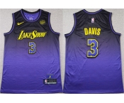 Men's Los Angeles Lakers #3 Anthony Davis Purple 2024 Stitched Basketball Jersey