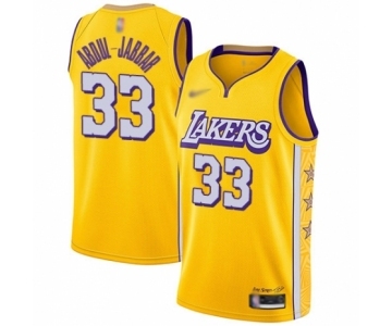 Men's Los Angeles Lakers #33 Kareem Abdul-Jabbar Swingman Gold 2019-20 City Edition Basketball Jersey