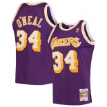 Men's Los Angeles Lakers #34 Shaquille O'Neal Purple Throwback Jersey