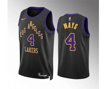Men's Los Angeles Lakers #4 Skylar Mays Black 2023-24 City Edition Stitched Basketball Jersey