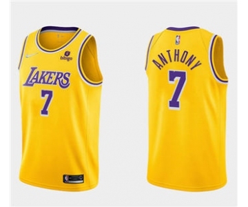 Men's Los Angeles Lakers #7 Carmelo Anthony 75th Anniversary Diamond Gold 2021 Stitched Basketball Jersey