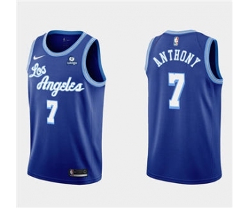 Men's Los Angeles Lakers #7 Carmelo Anthony Blue Bibigo Stitched Basketball Jersey