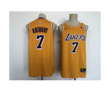 Men's Los Angeles Lakers #7 Carmelo Anthony Yellow Stitched Basketball Jersey