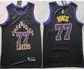 Men's Los Angeles Lakers #77 Luka Doncic Black 2025 City Swingman Jersey