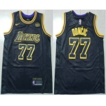 Men's Los Angeles Lakers #77 Luka Doncic Black Stitched Jersey
