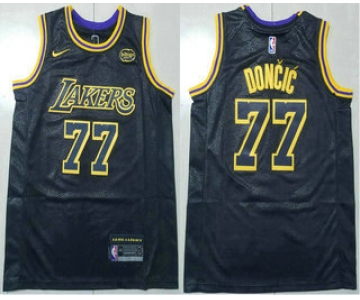 Men's Los Angeles Lakers #77 Luka Doncic Black Stitched Jersey