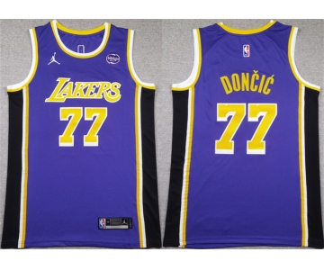 Men's Los Angeles Lakers #77 Luka Doncic Puple 2025 Stitched Basketball Jersey