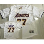 Men's Los Angeles Lakers #77 Luka Doncic White Short Sleeved AU Throwback Jersey
