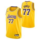 Men's Los Angeles Lakers #77 Luka Doncic Yellow 2025 Icon Edition Stitched Jersey