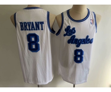 Men's Los Angeles Lakers #8 Kobe Bryant White NBA Swingman Hardwood Classics Jersey