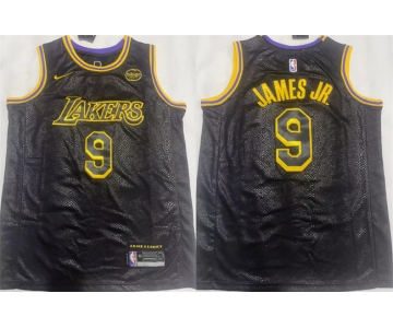 Men's Los Angeles Lakers #9 Bronny James Jr. Black 2024 Draft Stitched Basketball Jersey