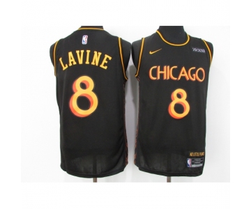 Men's Nike Chicago Bulls #8 Zach LaVine Black Swingman Jersey