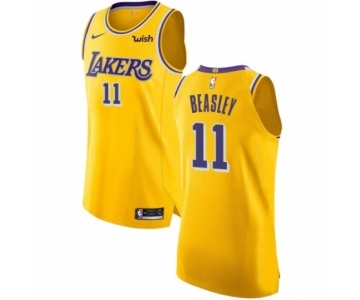 Men's Nike Los Angeles Lakers #11 Michael Beasley Authentic Gold NBA Jersey - Icon Edition
