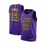 Men's Nike Los Angeles Lakers #23 LeBron James Authentic Purple NBA Jersey - City Edition