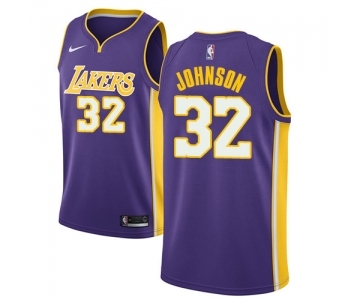 Men's Nike Los Angeles Lakers #32 Magic Johnson Swingman Purple NBA Jersey - Statement Edition