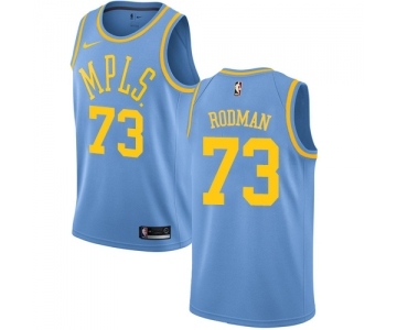 Men's Nike Los Angeles Lakers #73 Dennis Rodman Swingman Blue Hardwood Classics NBA Jersey