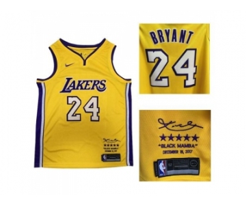 Nike Los Angeles Lakers #24 Kobe Bryant Gold NBA Swingman Black Mamba December 18. 2017 Jersey