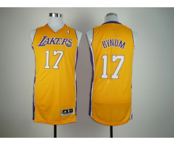 nba los angeles Lakers #17 bynum yellow[revolution 30]