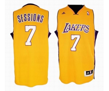 nba los angeles Lakers #7 sessions yellow[sessions][2011 swingman revolution 30]