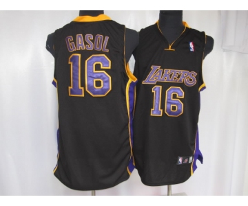 nba los angeles lakers #16 gasol black(purple number)