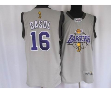 nba los angeles lakers #16 gasol grey