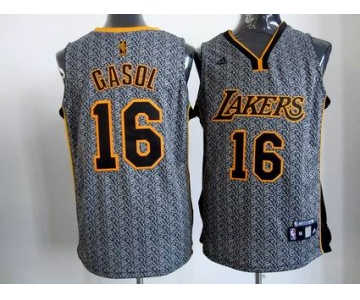 nba los angeles lakers #16 gasol grey[static fashion swingman]