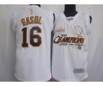 nba los angeles lakers #16 gasol white(commemorate edition)