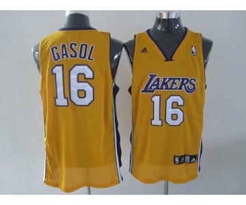 nba los angeles lakers #16 gasol yellow(fans edition)