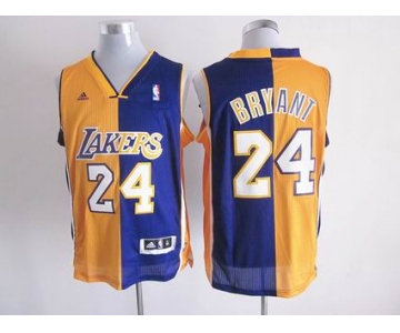 nba los angeles lakers #24 kobe bryant blue-yellow[strip][revolution 30 swingman]