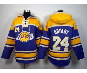 nba los angeles lakers #24 kobe bryant yellow-purple[pullover hooded sweatshirt]