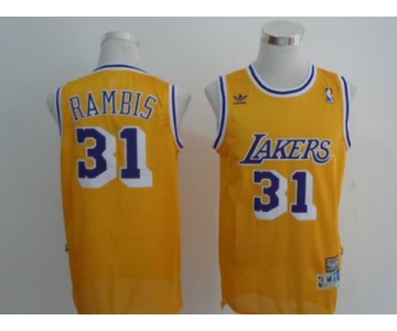 nba los angeles lakers #31 rambis yellow