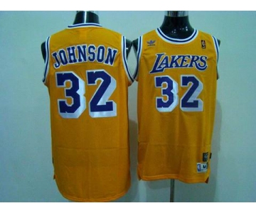 nba los angeles lakers #32 johnson m&n yellow[swingman]