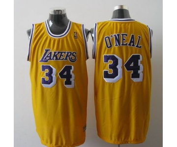 nba los angeles lakers #34 o'neal yellow