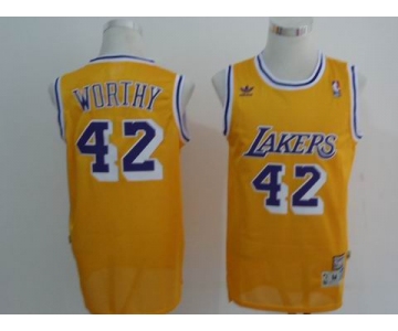 nba los angeles lakers #42 worihy yellow