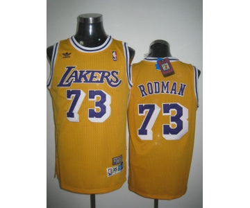 nba los angeles lakers #73 rodman m&n yellow