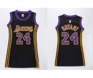 NBA Women Lakers #24 Kobe Bryant Black(Purple No.) Dress Stitched Jerseys
