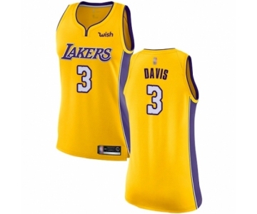 Women's Los Angeles Lakers #3 Anthony Davis Authentic Gold Basketball Jersey - Icon Edition