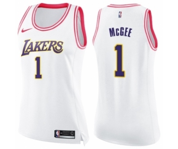 Women's Nike Los Angeles Lakers #1 JaVale McGee Swingman White Pink Fashion NBA Jersey