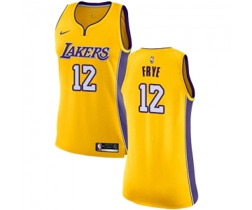Women's Nike Los Angeles Lakers #12 Channing Frye Authentic Gold Home NBA Jersey - Icon Edition