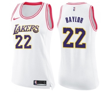 Women's Nike Los Angeles Lakers #22 Elgin Baylor Swingman WhitePink Fashion NBA Jersey